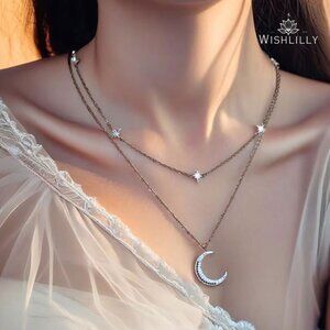 Moon Necklace Set by Wishlilly | Celestial Star and Crescent Moon Jewelry |